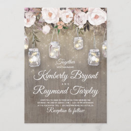 Convites Casamento Russo Floral de Mason Jar Lights