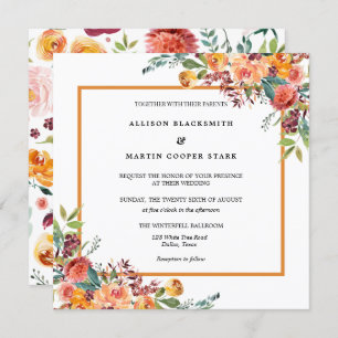 Convites Casamento Russo Floral de Watercolor