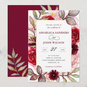 Convites Casamento Russo Floral Elegante De Aquarela