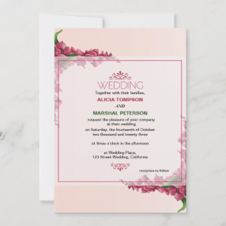 Convites Casamento Russo Floral Vermelho e rosa claro
