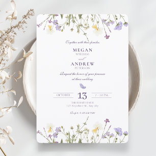 Convites Casamento Russo Roxo de Flores Selvagens