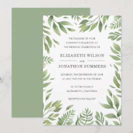 Convites Casamento Russo Simples e Moderno Verde Elegante