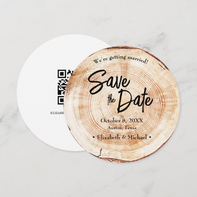 Convites Casamento Russo Único Guardar o Código QR de Data (Frente/Verso)