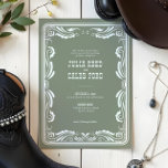 Convites Casamento Russo Vintage Western Cowboy<br><div class="desc">Vintage Western Cowboy Rustic Country Weditation Convite</div>