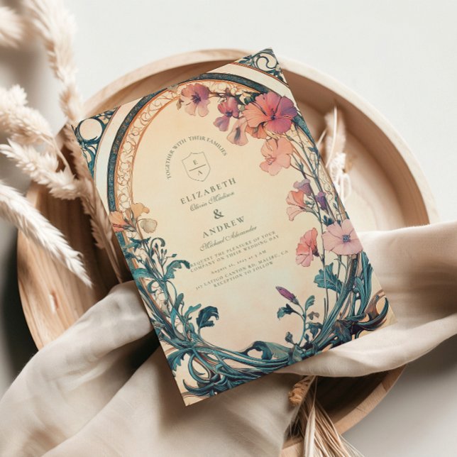 Convites Casamento Rust Blue Bloom (Criador carregado)