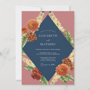 Convites Casamento Rust Deep Navy Dahlia