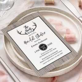 Convites Casamento Rustic Antler Barnwood