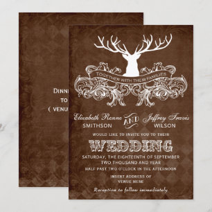 Convites Casamento Rustic Antler Deer Winter Woodland