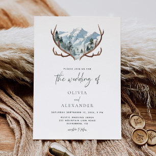 Convites Casamento Rustic Antlers Mountain
