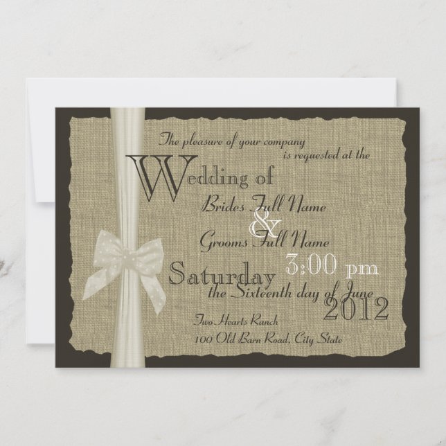 Convites Casamento Rustic Arco e Burlap (Frente)