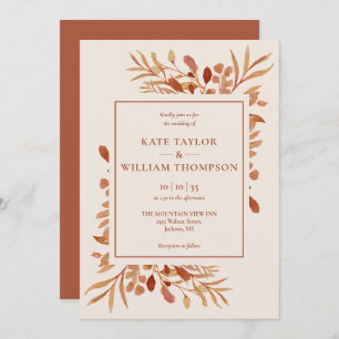 Convites Casamento Rustic Autumn Fall Terracotta