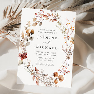 Convites Casamento Rustic Autumn Floral Wreath
