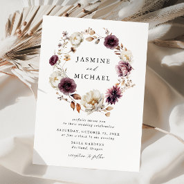 Convites Casamento Rustic Autumn Floral Wreath