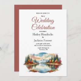Convites Casamento Rustic Autumn Lakeside Forest