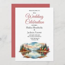 Convites Casamento Rustic Autumn Lakeside Forest