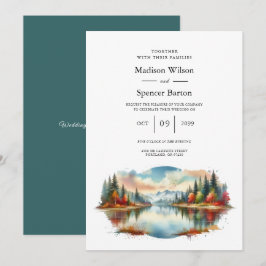 Convites Casamento Rustic Autumn Lakeside Forest