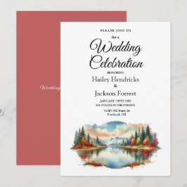 Convites Casamento Rustic Autumn Lakeside Forest
