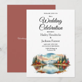 Convites Casamento Rustic Autumn Lakeside Forest