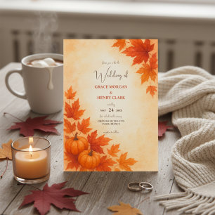 Convites Casamento Rustic Autumn Pumpkin Watercolor