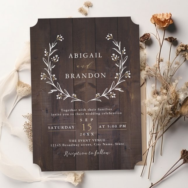 Convites Casamento Rustic Barn Wood Boho Floral (Rustic Barn Wood Boho Floral Country Wedding Invitation)