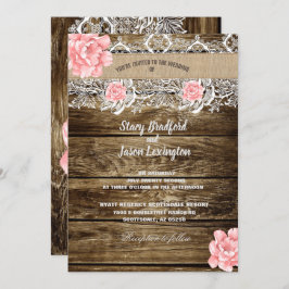 Convites Casamento Rustic Barn Wood & Lace