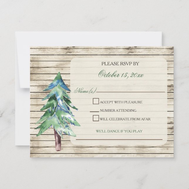Convites Casamento Rustic Barn Wood Pine (Frente)