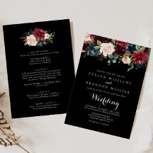 Casamento Rustic Black Botanical Front & Back
