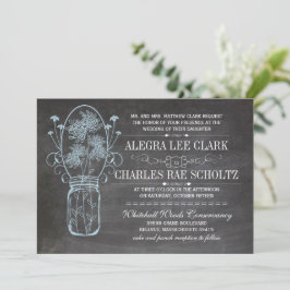 Convites Casamento Rustic Blue Mason Jar Chalkboard