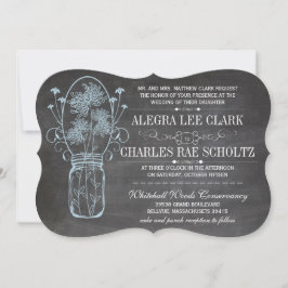 Convites Casamento Rustic Blue Mason Jar Chalkboard