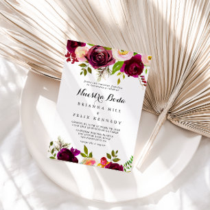 Convites Casamento Rustic Blush Burgundy Floral Nuestra Bod