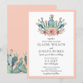 Convites Casamento Rustic Blush Cactos Botânica Deserto