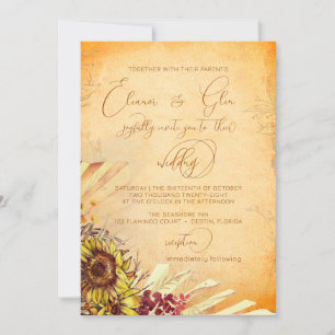 Convites Casamento Rustic Bohemian Sunflower