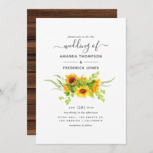 Convites Casamento Rustic Bohemian Sunflower