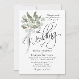 Convites Casamento Rustic Boho Buquê Eucalyptus Watercolor