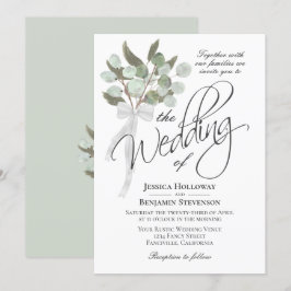 Convites Casamento Rustic Boho Buquê Eucalyptus Watercolor