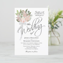 Convites Casamento Rustic Boho Buquê Rosa Primavera de Aqua