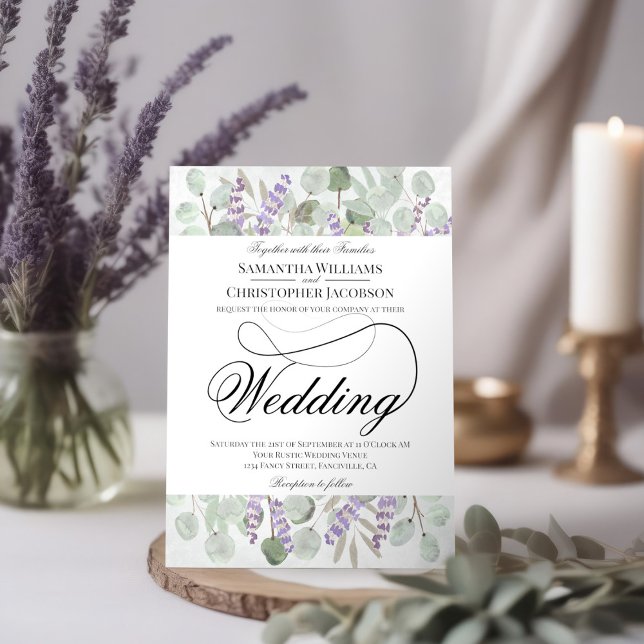 Convites Casamento Rustic Boho Chic Eucalyptus & Lavanda (Criador carregado)