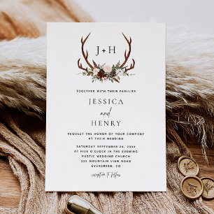 Convites Casamento Rustic Boho Floral Antlers