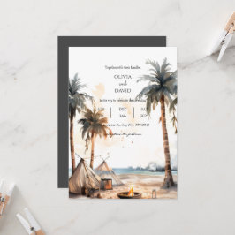 Convites Casamento Rustic Boho Palm Landscape Beach