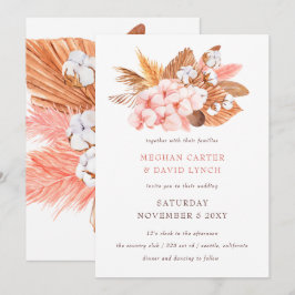 Convites Casamento Rustic Boho Pampas Orchids Cotton Blush