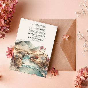Convites Casamento Rustic Boho Watercolor Mountain