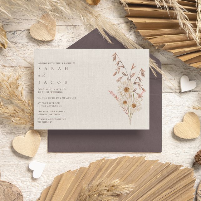 Convites Casamento Rustic Boho Wildflower Bohemian (Rustic Boho Wildflower Bohemian Wedding Invitation)