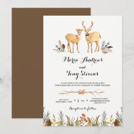Convites Casamento Rustic Boho Woodland Deer Watercolor