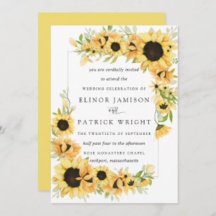 Convites Casamento Rustic Boho Yellow Sunflower Summer