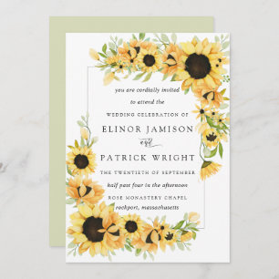 Convites Casamento Rustic Boho Yellow Sunflower Summer