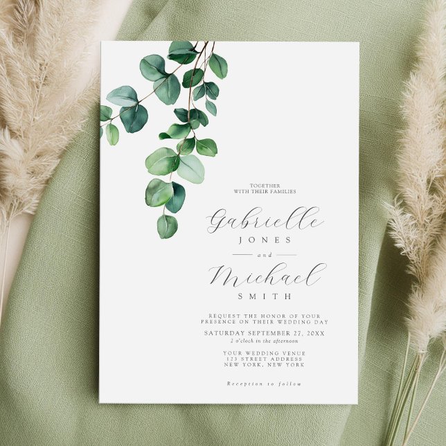 Convites Casamento Rustic Botanical Greenery (Criador carregado)