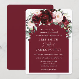 Convites Casamento Rustic Burgundy Blush Floral Flowers Arc