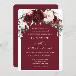 Convites Casamento Rustic Burgundy Blush Floral Flowers Arc