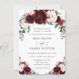 Convites Casamento Rustic Burgundy Blush Floral Rosa Arch