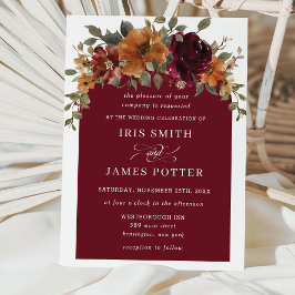 Convites Casamento Rustic Burgundy Burnt Orange Floral Arch